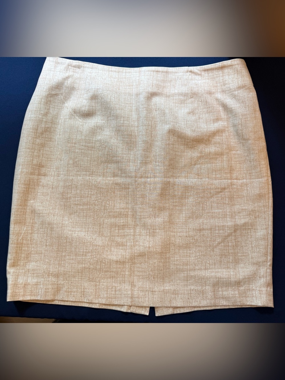 Katherine Barclay Classic Cream & Beige Print Sheath Skirt sz 14 back zip